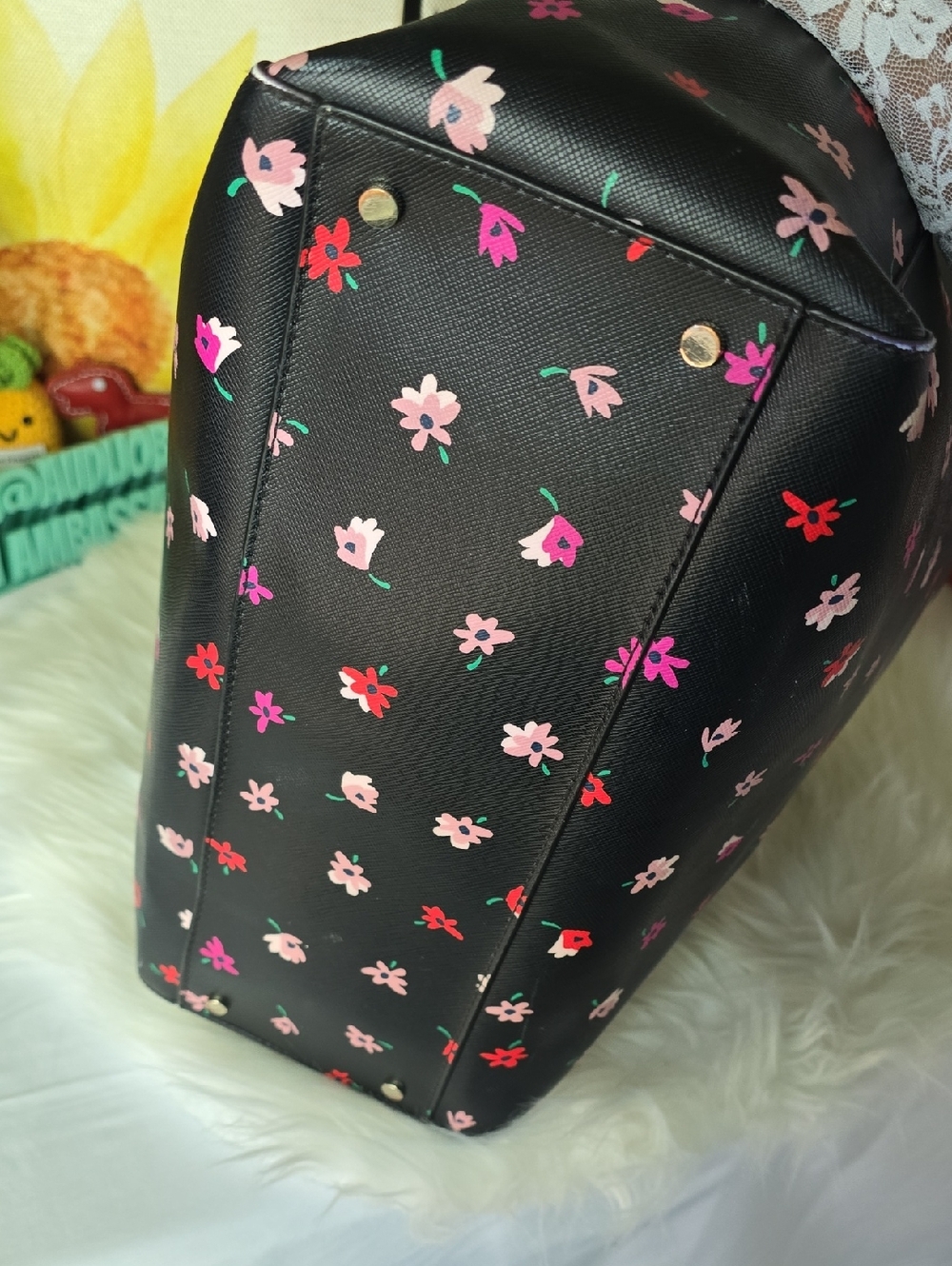 Kate Spade Black Floral Petite Tote GUC - Picture 9 of 16